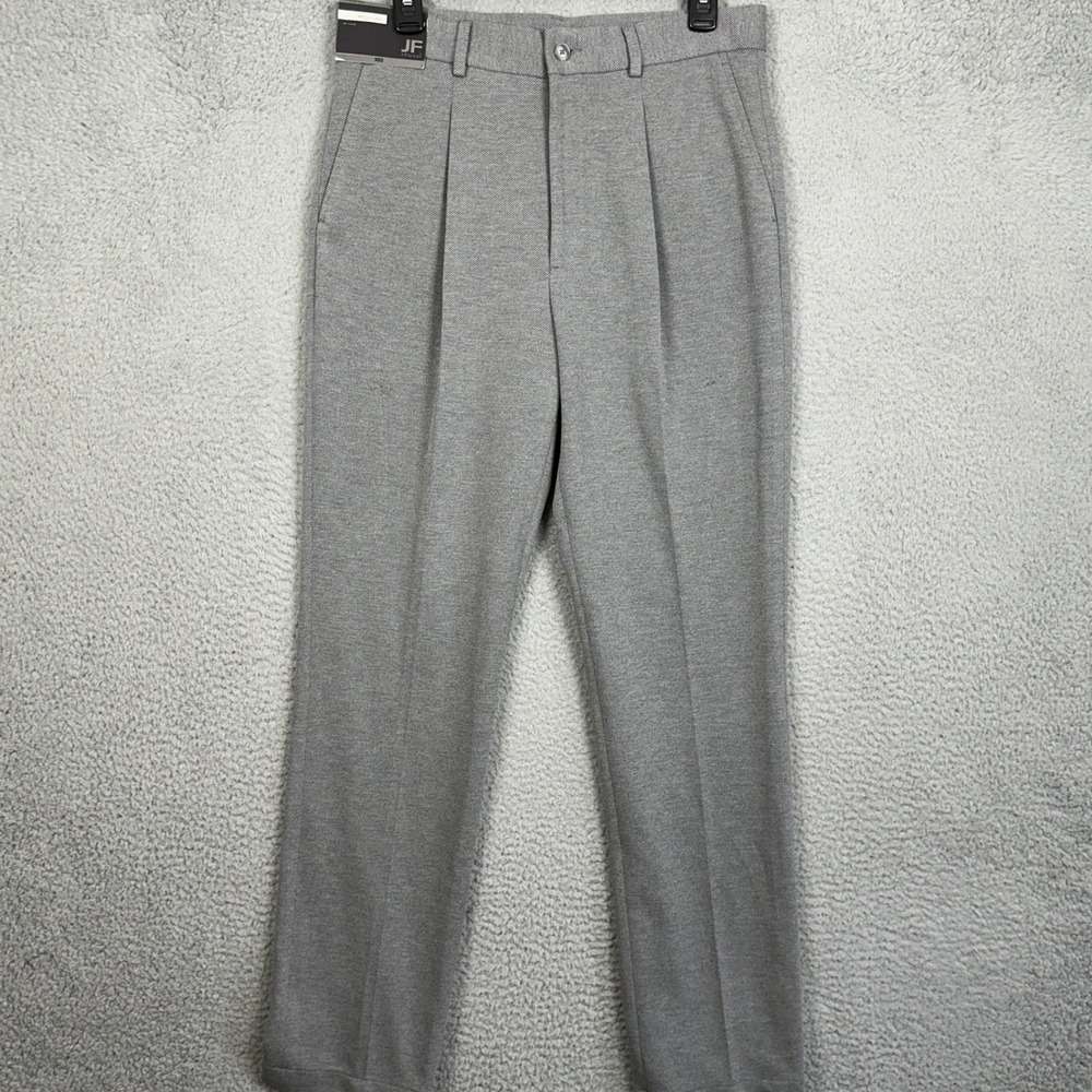 NEW J.Ferrar Pants Mens 30X32 Grey Pleated Dress Straight Leg Stretch Flat Front